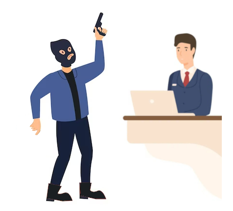 robber and front desk