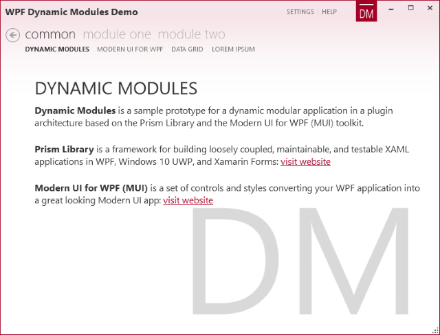WPF Dynamic Modules Demo