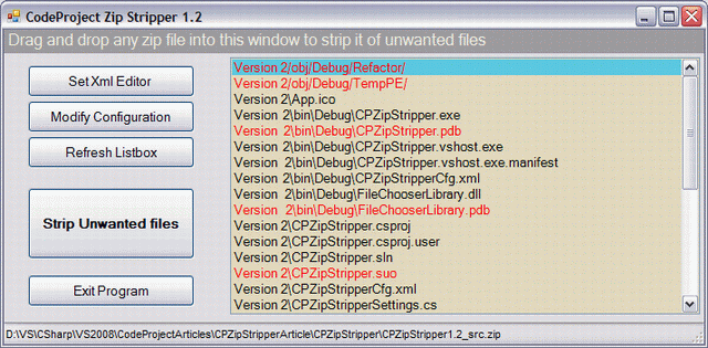 CPZipStripper Mainform Image