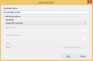 Adding web API empty controller