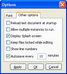 Options Dialog - Second page