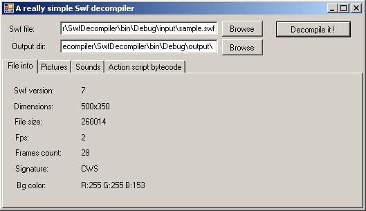 Swf Decompiler sample with C#