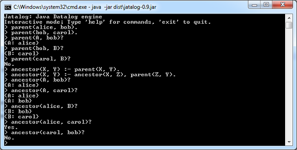 Screenshot of a REPL session