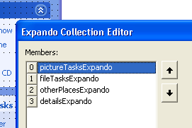 Use arrow buttons to reorder Expandos at design time