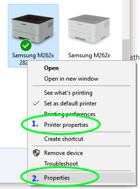 Printer Context Menu