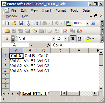 Excel HTML 1