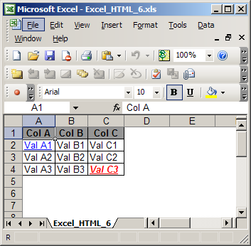 Excel HTML 6