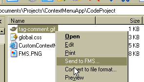 Image showing customized context menu