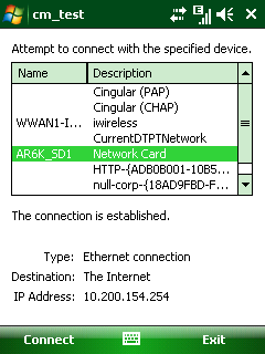 Connection Manager is connecting