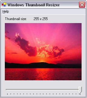Screenshot of the Windows Thumbnail Resizer