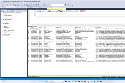 spSearchTables: Search and Find Tables or Columns by Name or Value