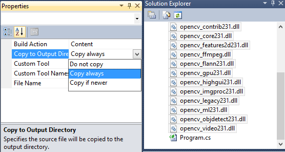 Add existing items emgu cv