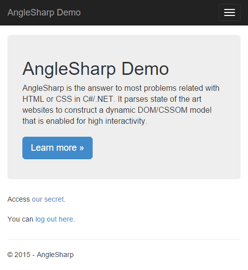Landing Page AngleSharp Demo