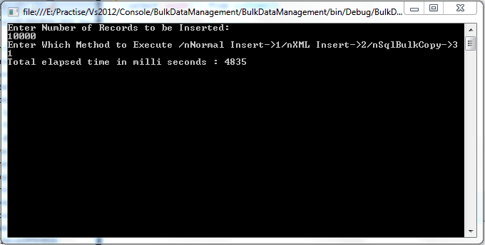 Bulk Data Management with 10000 records