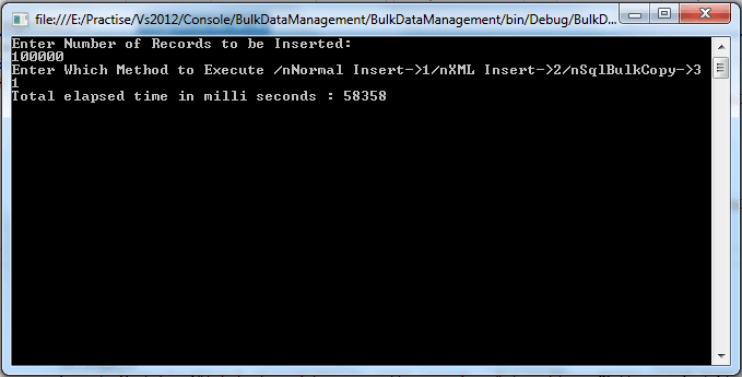 Bulk Data Management With 100000 records