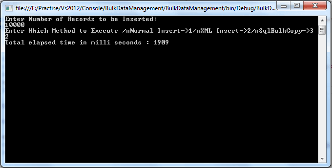 Bulk Data Management with XML for 10000 Records