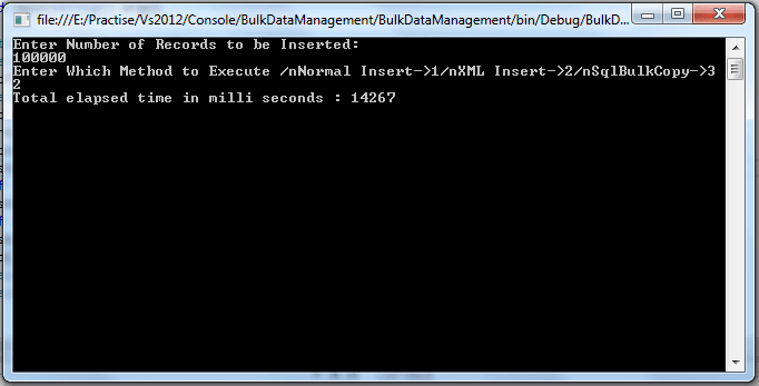 Bulk Data Management With XML 100000 Records
