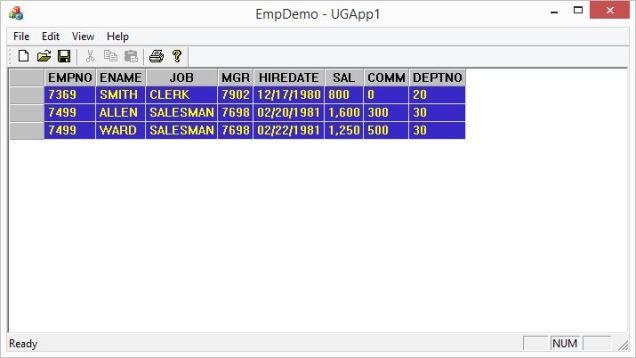 Sample Application Screen