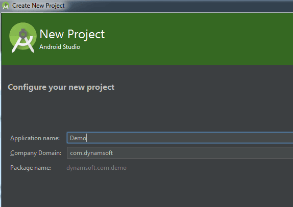 Android Studio new project